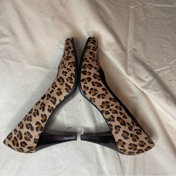 Franco Sarto | Tan Brown Leopard Print Leather Calf Hair 3” Heel Sz 8 - Picture 12 of 12
